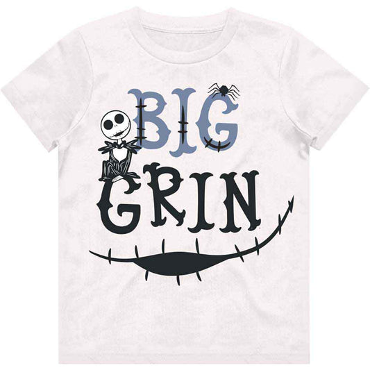 Jack Skellington grinning on a black t-shirt for children age 11-12.