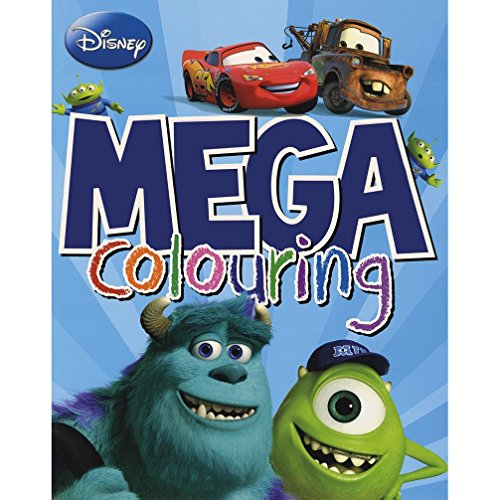 Disney colouring book cover featuring characters from Cars and Monsters, Inc.