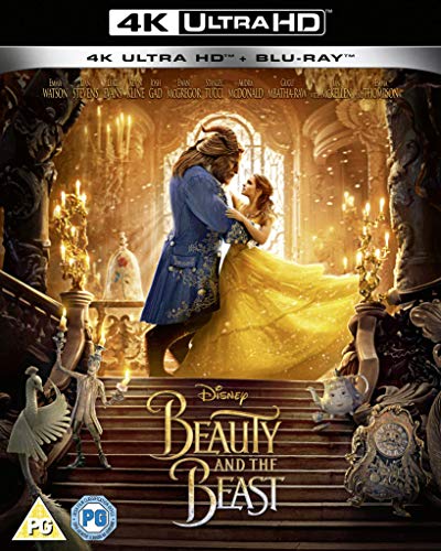 Beauty and the Beast Blu-ray cover featuring Belle and the Beast dancing.