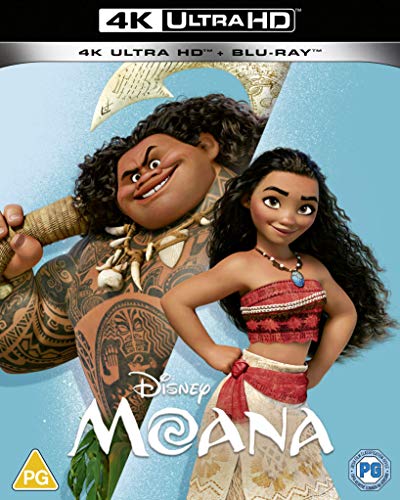Moana and Maui character art on a 4K UHD Blu-ray cover.