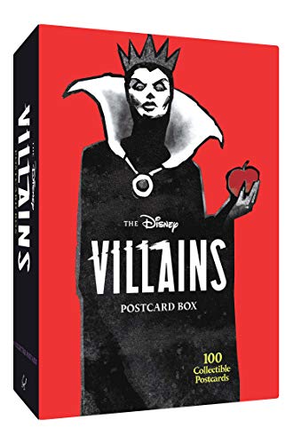 A red box featuring the Evil Queen holding a red apple with text overlay.