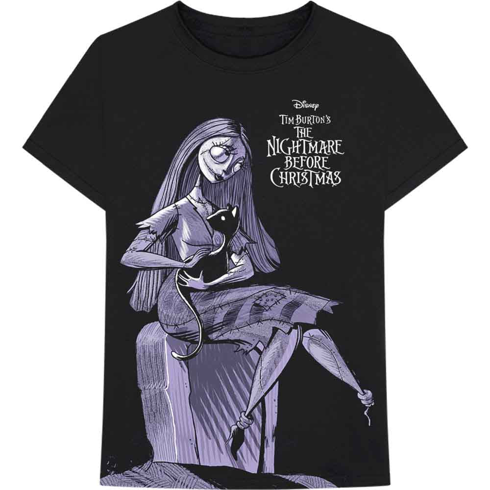 Black t-shirt with a graphic of Sally from The Nightmare Before Christmas.