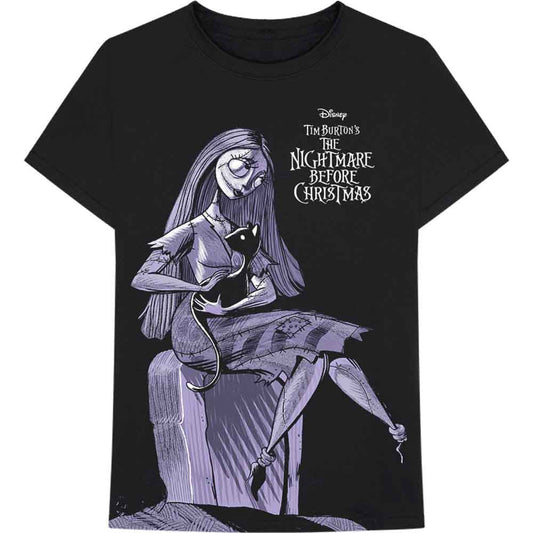 Black t-shirt with a graphic of Sally from The Nightmare Before Christmas.