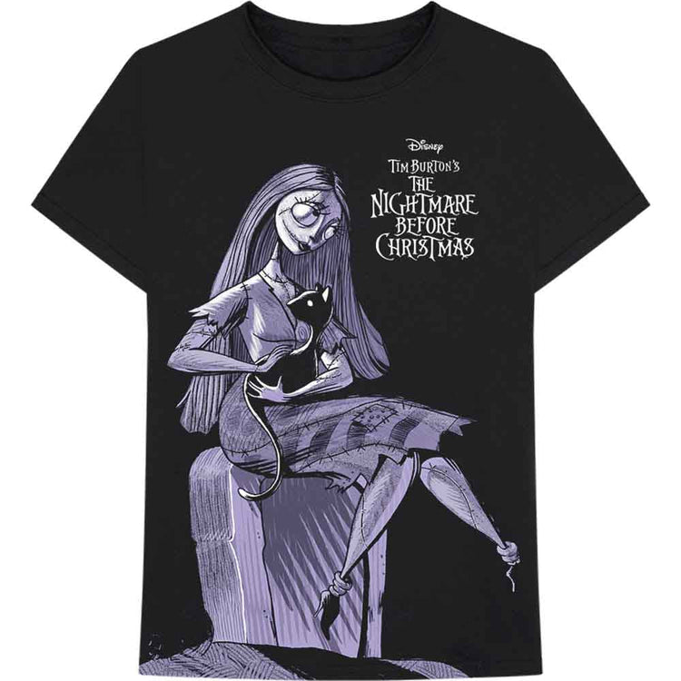 Black t-shirt with a graphic of Sally from The Nightmare Before Christmas.