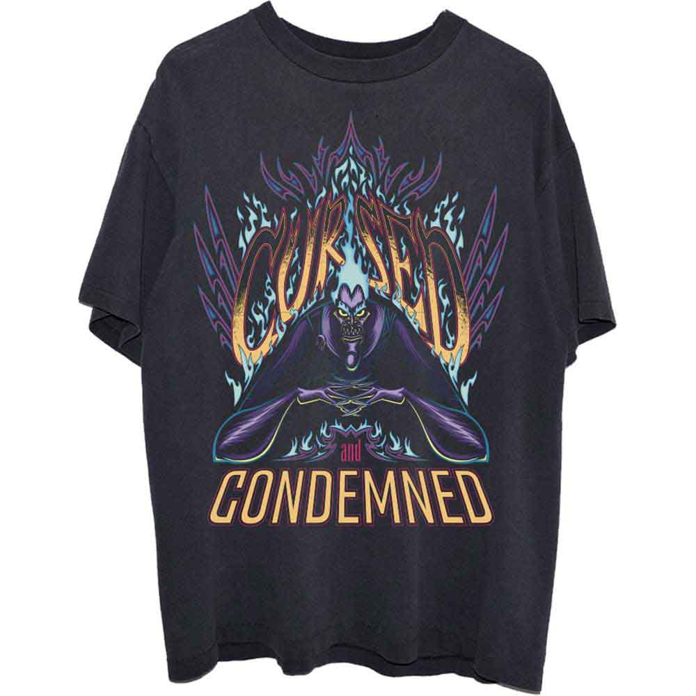 Black unisex t-shirt featuring a graphic print of Hades from Disney's Hercules.