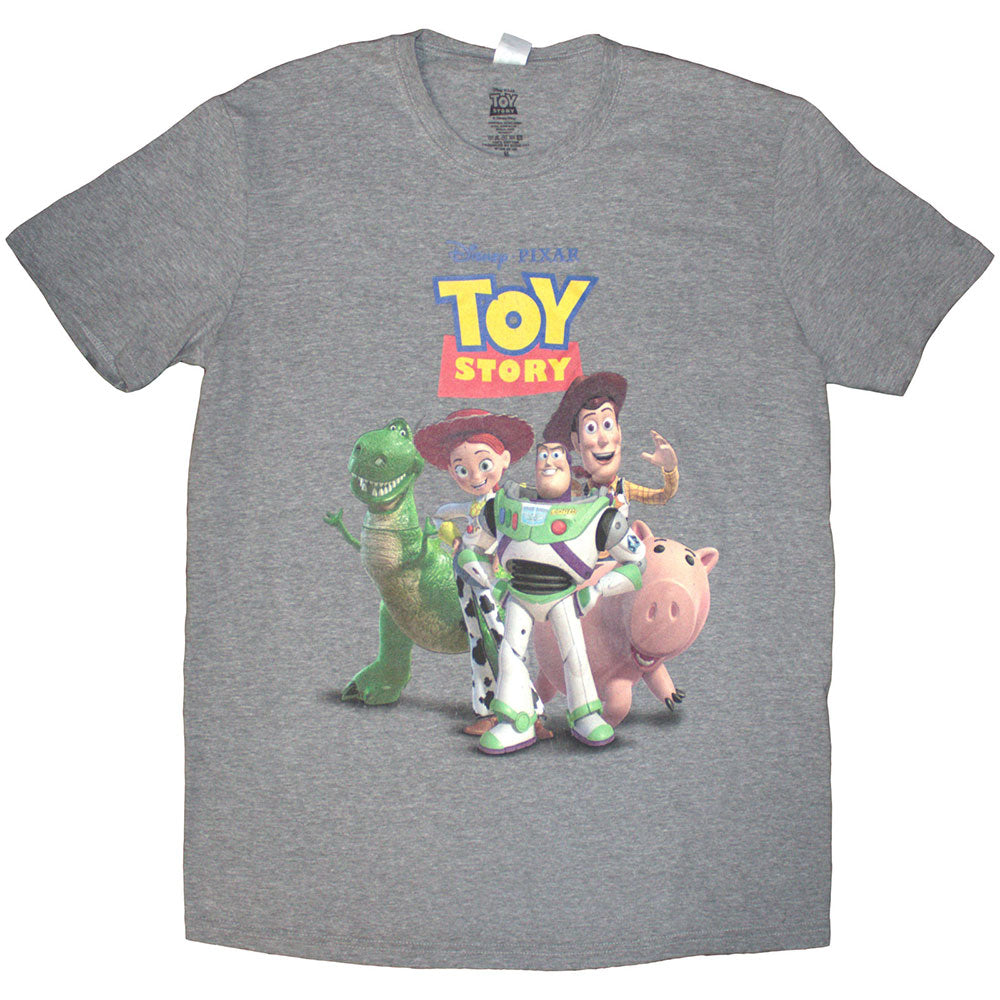 Grey t-shirt featuring distressed images of Toy Story characters, size small.