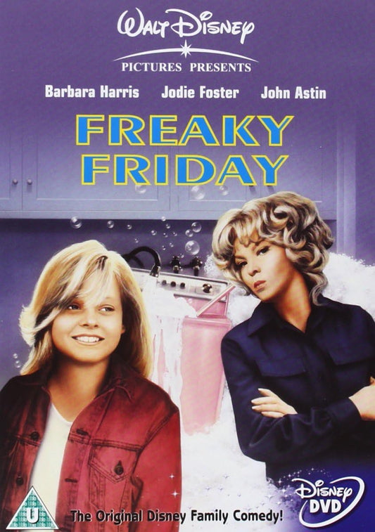 DVD cover for the 1976 Disney film Freaky Friday featuring Jodie Foster and Barbara Harris.