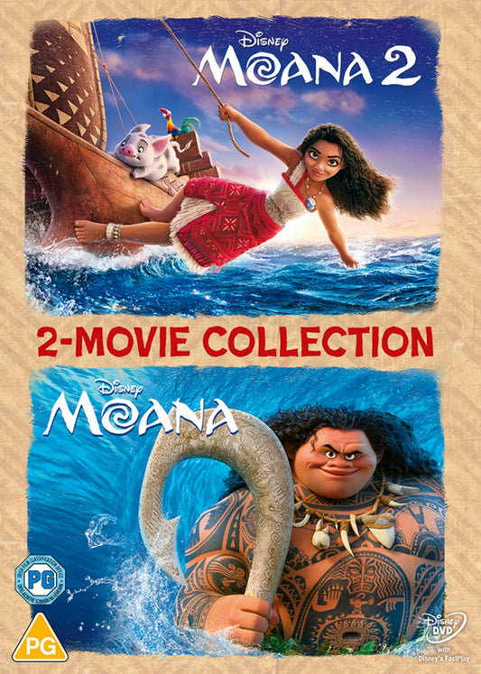 Moana and Maui on DVD cover for the 2-movie collection.