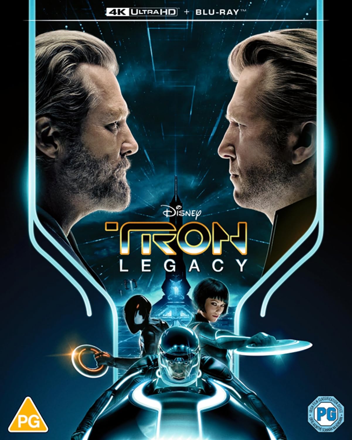 Tron Legacy Blu-ray cover featuring Sam Flynn and CLU facing each other.