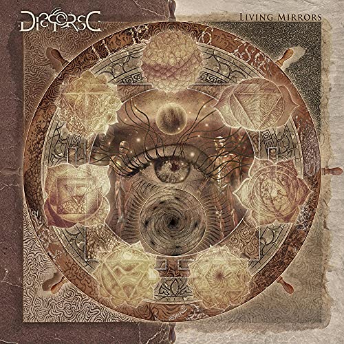 CD cover for Disperse’s “Living Mirrors” featuring an eye and geometric shapes.