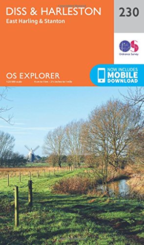 Ordnance Survey Explorer map 230 of Diss & Harleston area, England.