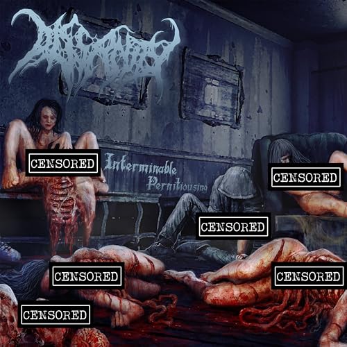 CD cover with disturbing imagery of figures in a decaying room.