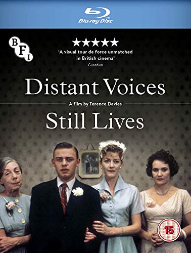 Blu-ray cover for “Distant Voices, Still Lives” featuring a family portrait.