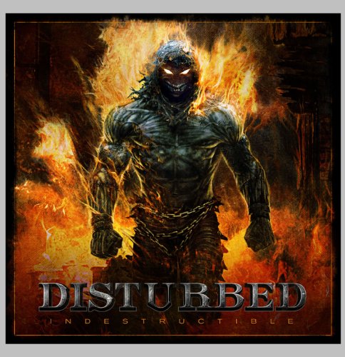 CD cover for Disturbed’s “Indestructible” featuring a fiery, monstrous figure.