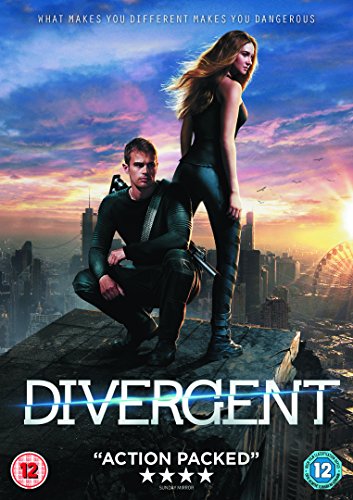Divergent" DVD cover featuring two young adults against a cityscape.