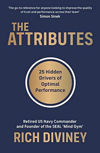 Book cover: "The Attributes" by Rich Diviney, with gold and navy design.