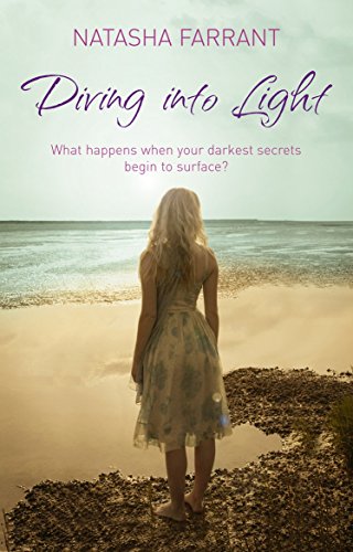 Book cover: woman on beach looking at ocean, titled “Diving into Light”.