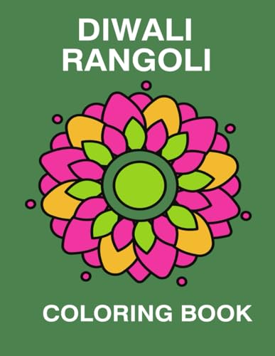 Diwali rangoli coloring book cover with a floral design.