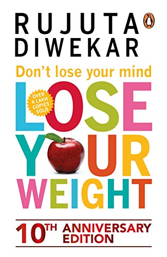 Book cover: "Don't Lose Your Mind, Lose Your Weight" with red apple.