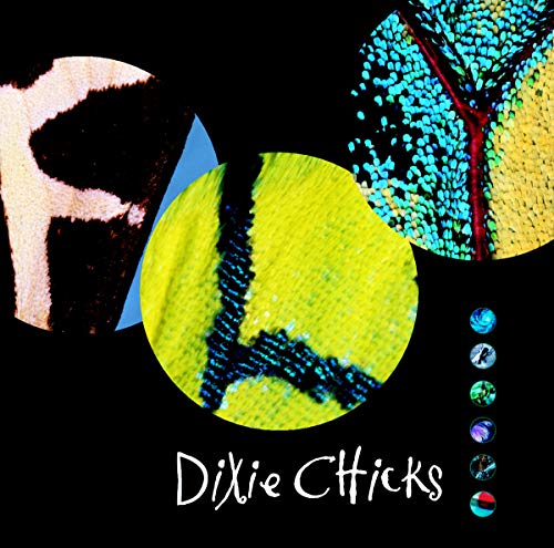 Dixie Chicks Fly album cover featuring abstract butterfly wing patterns and hand-drawn white text.
