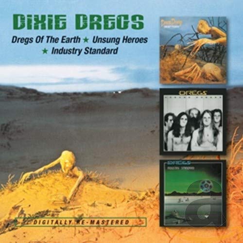 Dixie Dregs CD cover featuring three album artworks over a desert landscape background.
