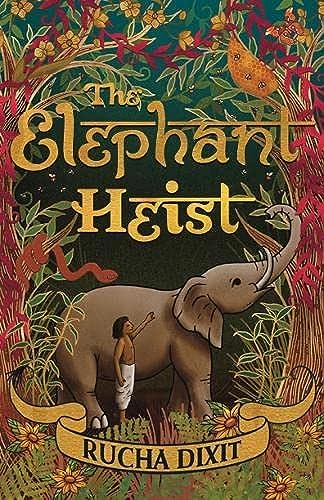 Book cover: elephant and small figure amidst lush, colorful jungle foliage.
