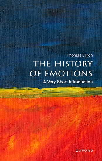 Book cover: "The History of Emotions" with abstract red and blue paint.