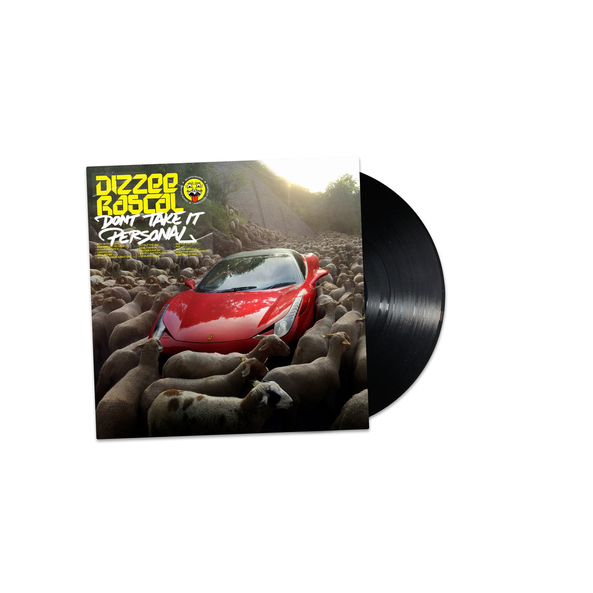 Dizzee Rascal vinyl record with a red car surrounded by sheep cover art.