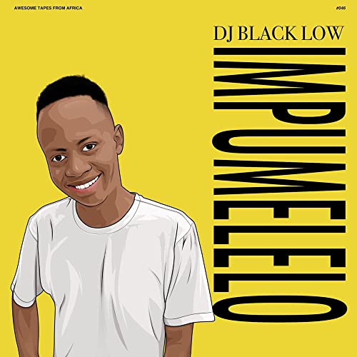 Illustrated portrait of DJ Black Low on a yellow background with bold black text.