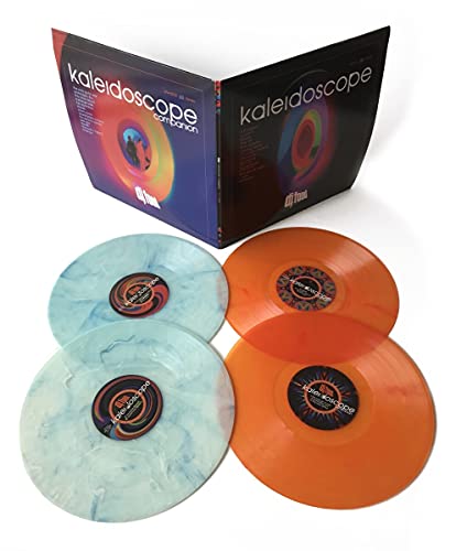 Dj Food’s “Kaleidoscope” vinyl set with colorful records and cover art.