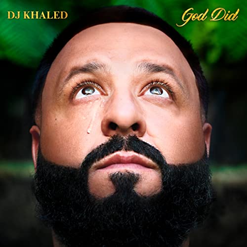 DJ Khaled album cover, close-up of face looking upwards with tear.