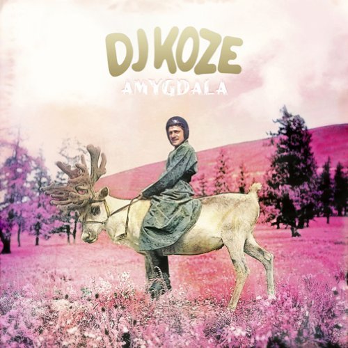 Album cover: person riding a reindeer in a pink, floral landscape.
