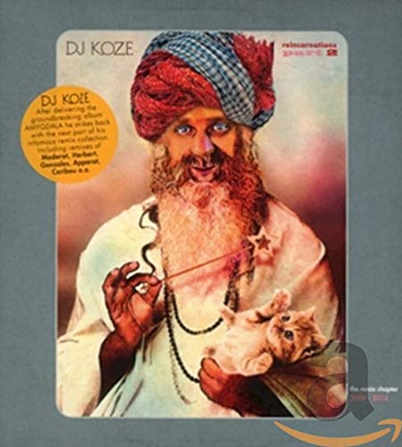 CD cover for DJ Koze’s “Reincarnation Pt 2” featuring a bearded man with kittens.