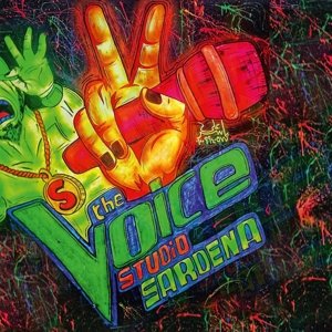 Colorful album cover featuring hands, a microphone, and the text "The Voice.