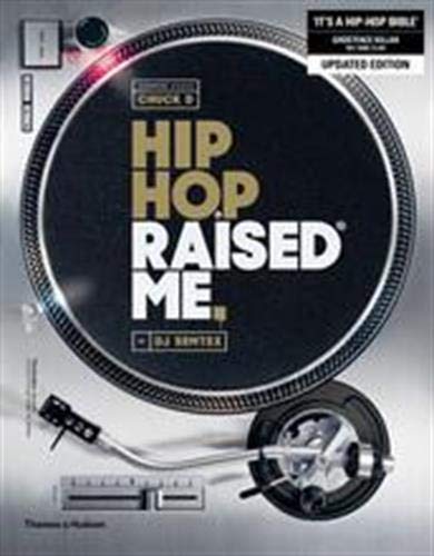 Book cover: “Hip Hop Raised Me” with turntable imagery and gold lettering.