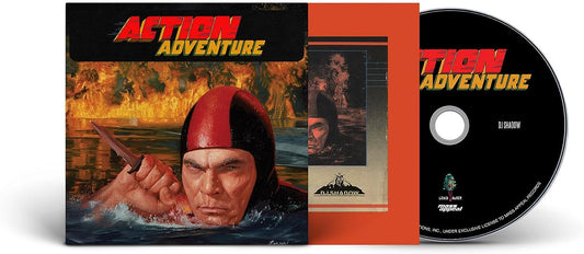 CD case for "Action Adventure" featuring a man with a red hat.