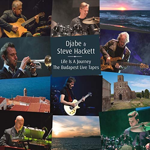 "CD case with a collage of musicians and landscapes on the cover."