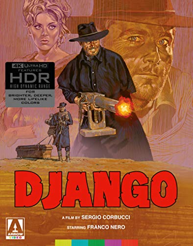 “Django” Blu-ray cover featuring a cowboy and woman in a painted Western scene.
