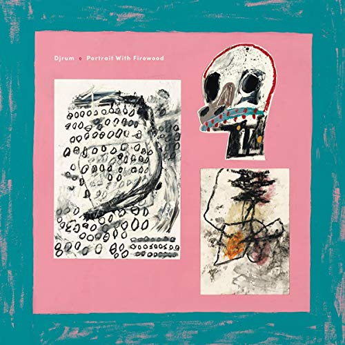 Album cover for Djrum's "Portrait With Firewood" featuring abstract drawings.
