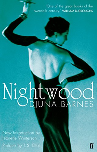 Book cover for Nightwood by Djuna Barnes featuring a woman in a black dress.