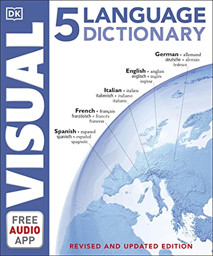 Cover of the DK 5 Language Visual Dictionary featuring a map of Europe.