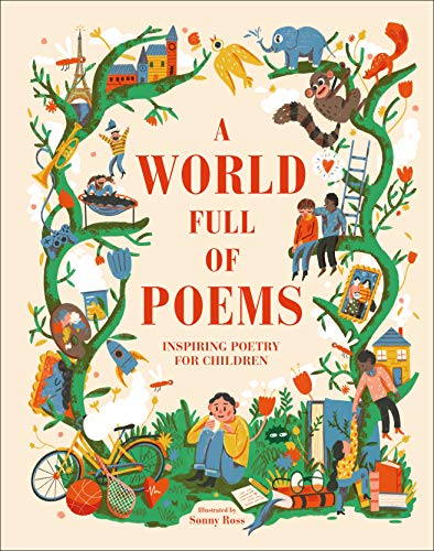 Children’s poetry book cover with colorful illustrations of objects and people.