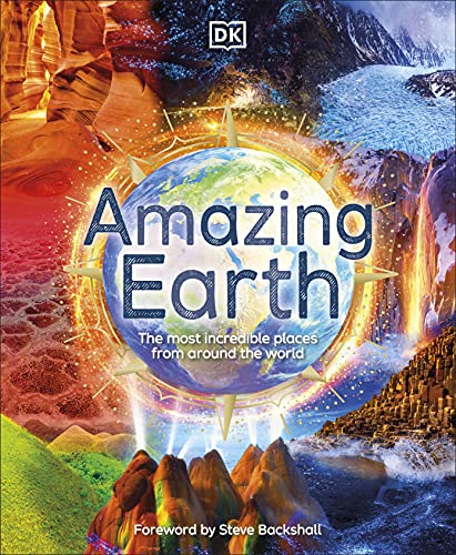 Book cover: "Amazing Earth" with a globe and diverse landscapes.