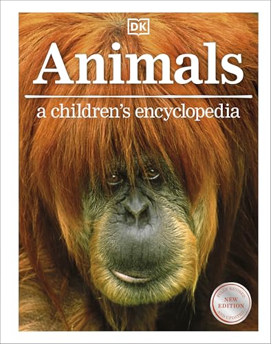 Book cover featuring an orangutan face, titled "Animals," a children’s encyclopedia.