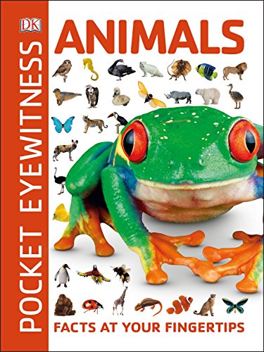 "Book cover featuring a green frog with red eyes surrounded by various animal images."
