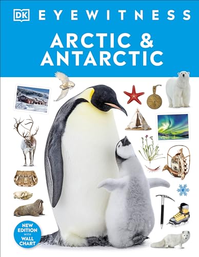 DK Eyewitness book cover featuring an adult penguin, chick, polar bear, and arctic wildlife.