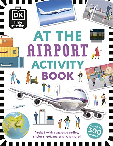 Children’s activity book cover with airplanes, travelers, and stickers.