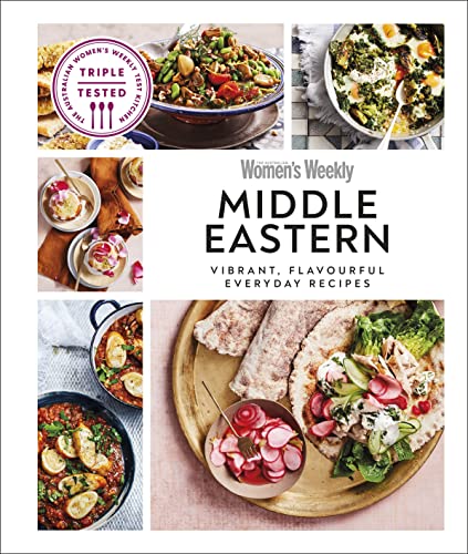 Cookbook cover featuring a collage of Middle Eastern dishes and recipe title text.