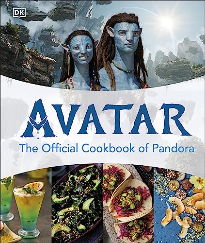 Avatar cookbook cover featuring Na’vi characters and colorful food images.