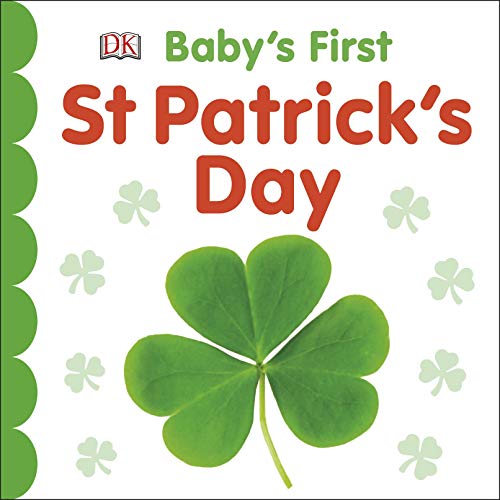 Book cover with a four-leaf clover and red text: “Baby’s First St Patrick’s Day”.